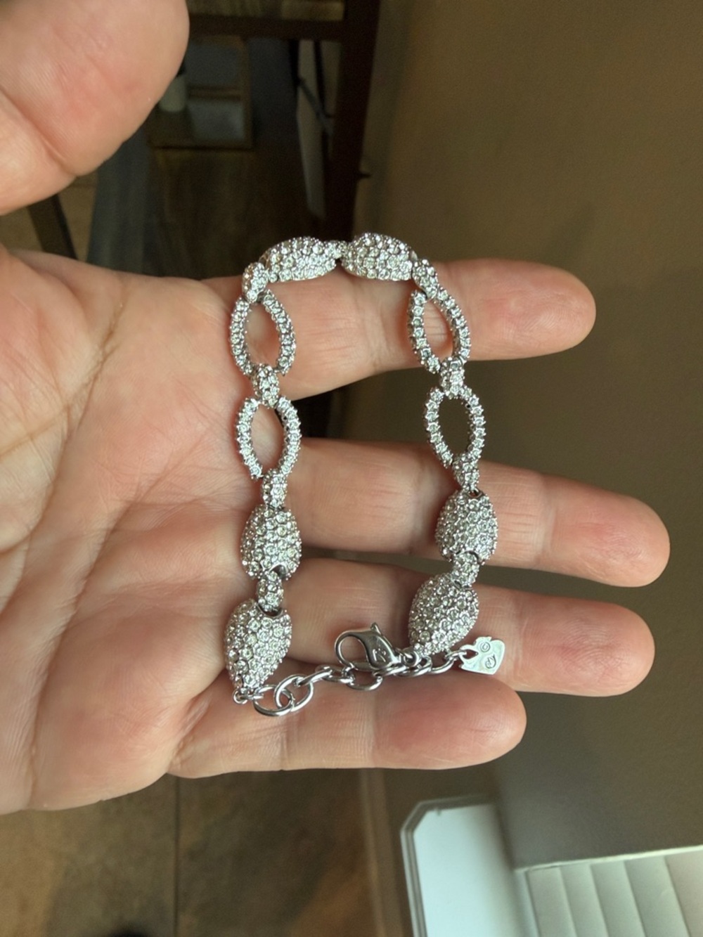 Swarovski Elegant Silver Crystal Link Bracelet - Sparkling White